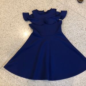 Off the shoulder royal blue ruffle dress